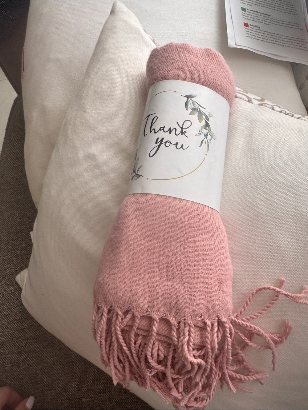 Source Unknown Dusty Pink Knit Throw with Fringe